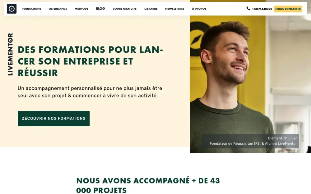 Aperçu du site de LiveMentor, formation SEO