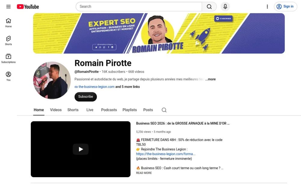 Aperçu du site de Romain Pirotte